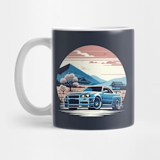 Skyline R34 with a  Japanese Countryside background Mug